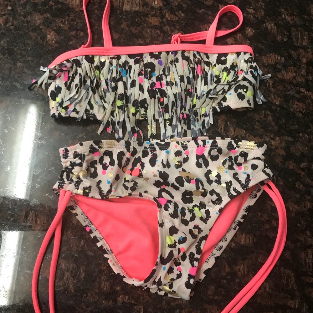 Justice cheetah print swimsuit